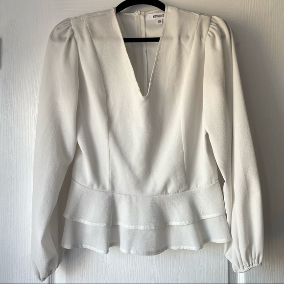 White Peplum Blouse - Picture 1 of 6